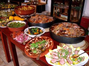 buffet, meal, plates, chunks, buffet, buffet, buffet, buffet, buffet